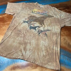 Vintage Ginny Hogan Mountain T-Shirt Horses Cotton Tie Dye Grand Canyon XL